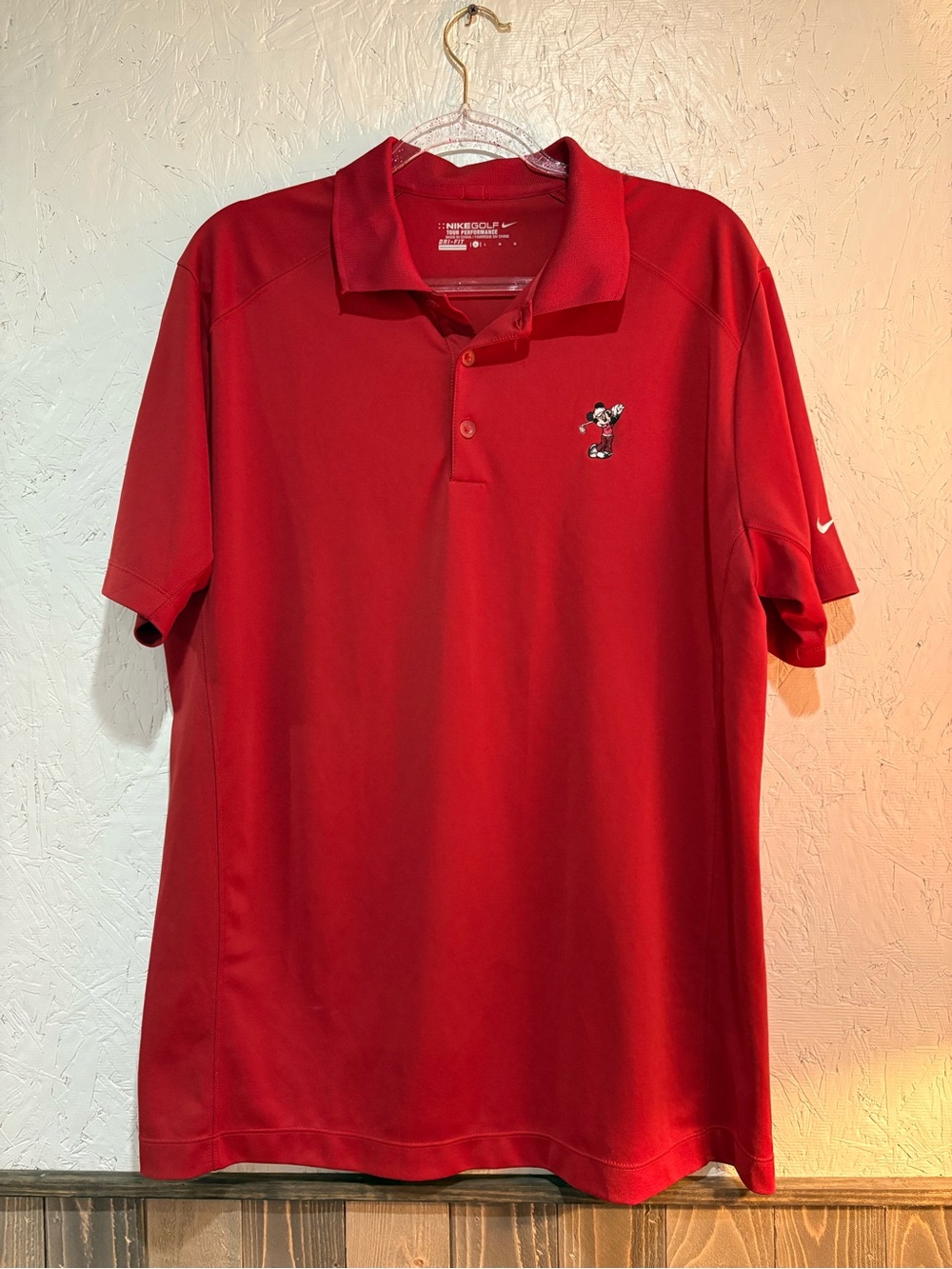 Nike Golf Men’s Red Polo with Embroidered Mickey Mouse Dri Fit Disney